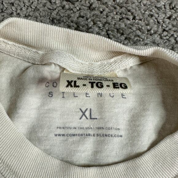 Comfortable Silence Shirt Mens XL Beige Hows Your Head Today Smiley Psychedelic - Picture 5 of 11